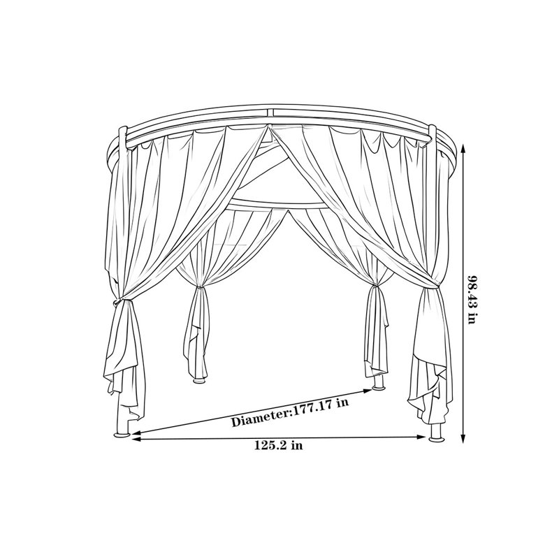 Auvent extérieur rond pour parasol, Kaki, H 106,43 po x l 177,17 po x P 177,17 po