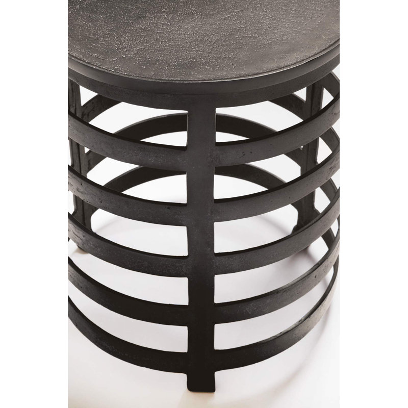 Black Round Metal Storage Occasional Table