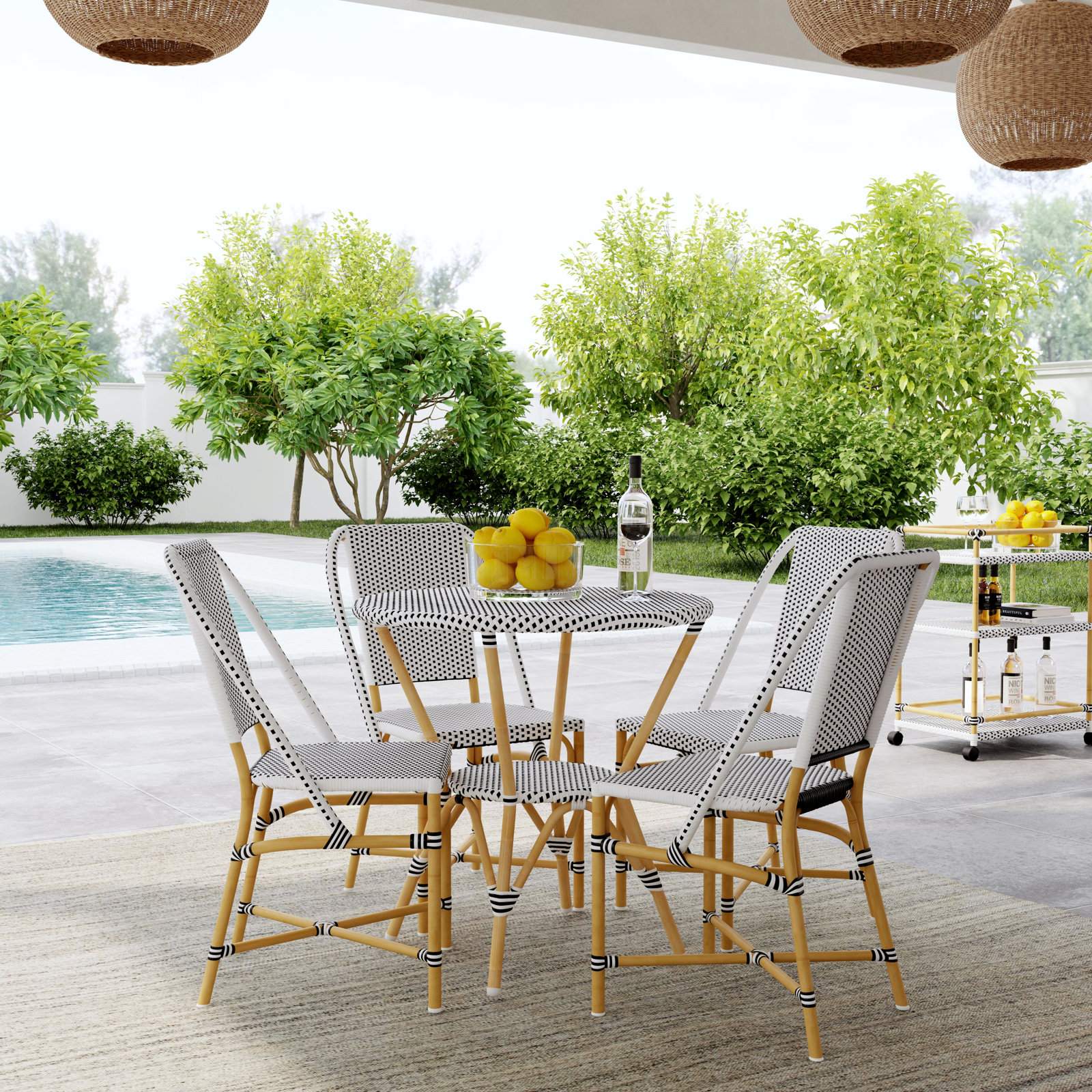 Ellie Patio Dining Chair, Black/White