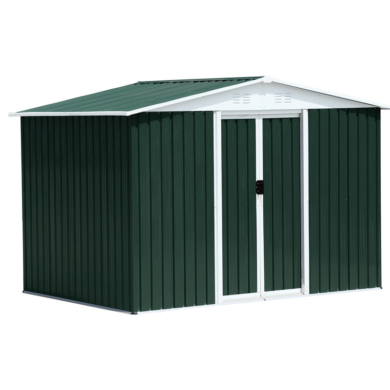 8x6 Ft Outdoor Metal Storage Unit, , Galvanized Steel & Aluminum Alloy, Construction, Ideal For Spaces 8ft X 6ft Shed, Alloy Structure, , Bicycle And Pool