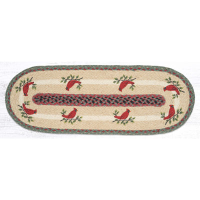  Oval Braided Jute Table Runner 36" H Hand Stenciled by Suzanne Pienta