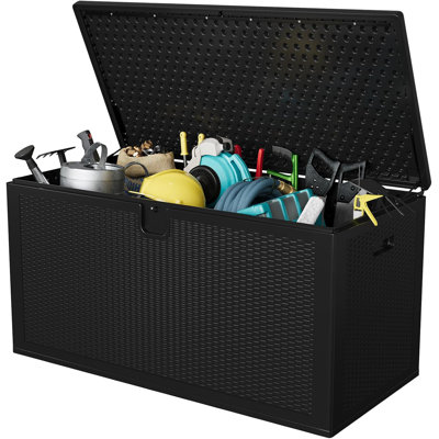 Coffre de rangement en résine de qualité supérieure de 150 gallons avec couvercle verrouillable Premium Pro Edition