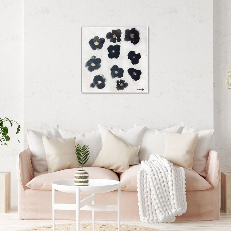Coco's Gold Camellias - Graphic Art, White Framed, 30" H x 30" W, No Mat