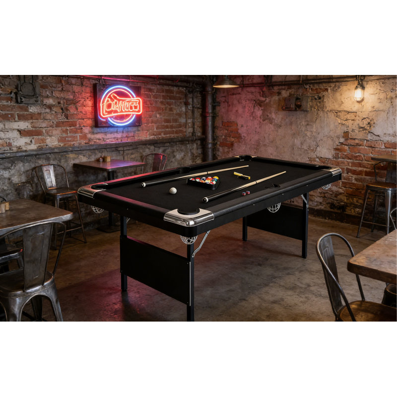 Table de billard pliable 6 pi, petite table de billard sans assemblage requis pour la maison et la salle de jeux, Noir