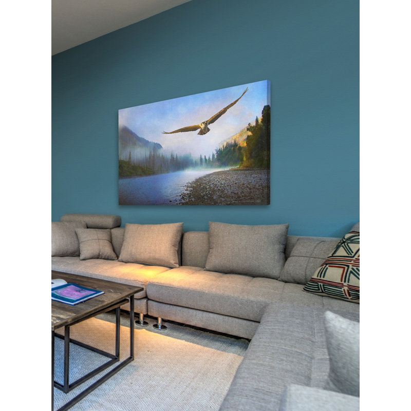 Foggy River Landscape Canvas Art in Sustainable Wood Frame