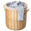 Ensemble de 2 paniers à linge ronds en osier avec couvercle, poignées latérales et doublures amovibles en tissu, paniers de rangement décoratifs naturels pour serviettes, couvertures et rangement
