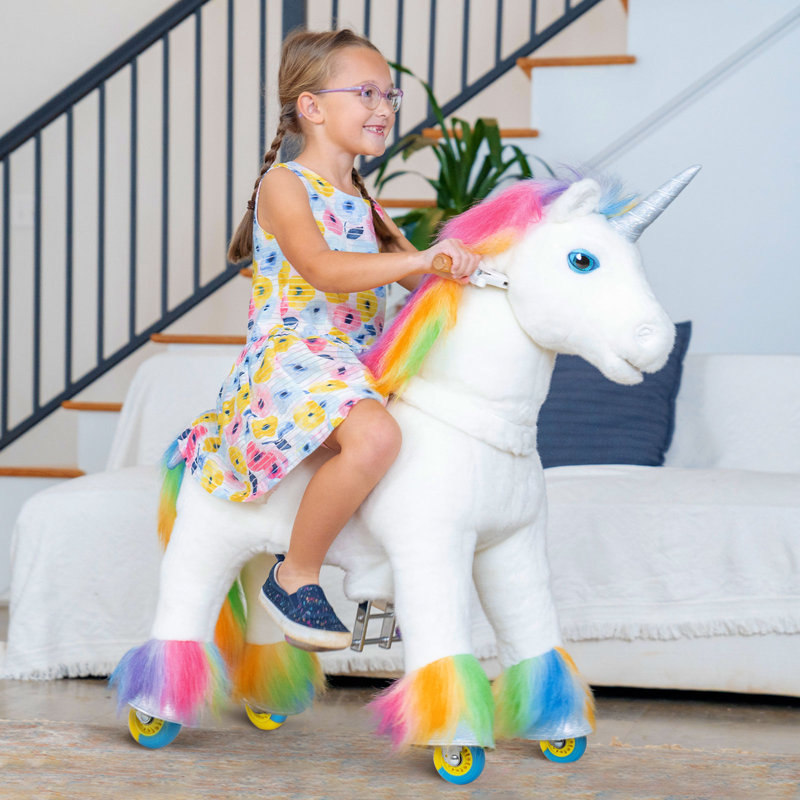 Unicorn Ride On Toy Rainbow Model X, 29.9" H x 12.8" W x 30.7" D