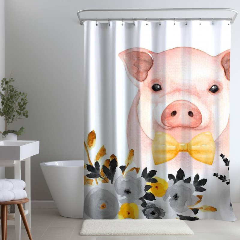 Shower Curtain CH2 – Polyester Shower Curtain, Dye Sublimation Print, 71" W × 74" L