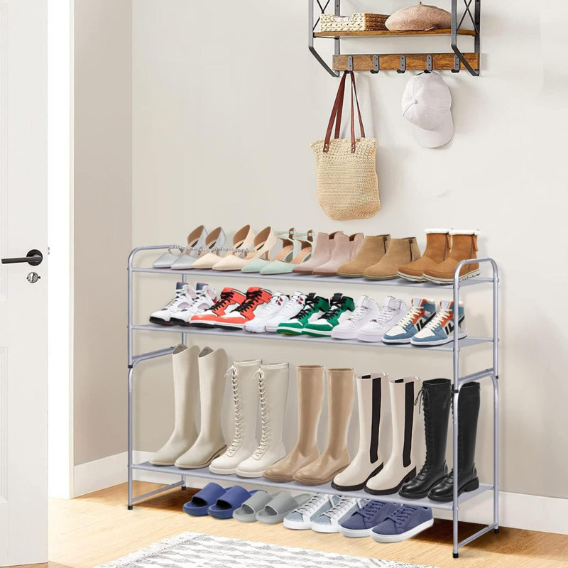 18 Pair Shoe Rack, Gray