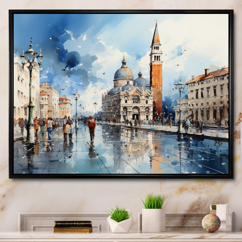 Italie, Italie, San Marco I, reproduction d'art sur toile, H 24 po x l 32 po x P 1 po, Cadre flottant noir