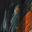 Rideau abstrait occultant - orange et bleu sarcelle Abstract Spirals II-107824366