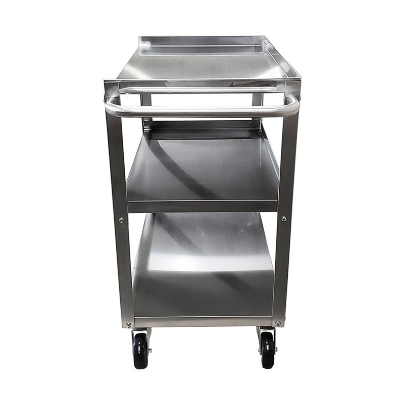 33" Stainless Steel 3-Shelf Utility Cart with Swivel Casters
