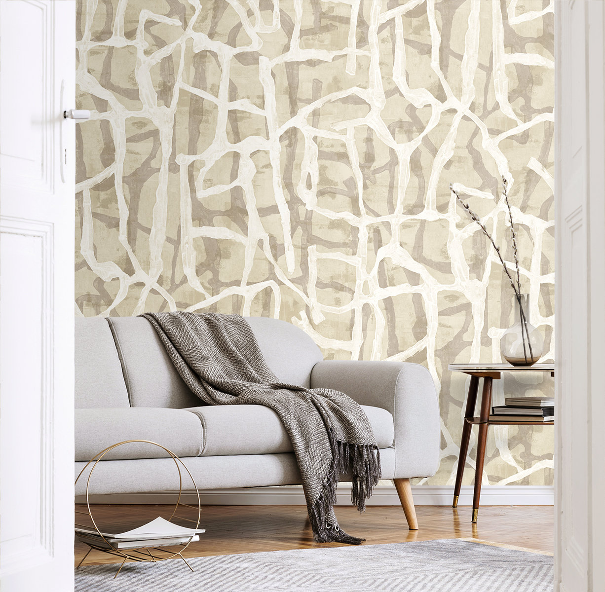 Zenia Abstract Wallpaper, Cafe Latte