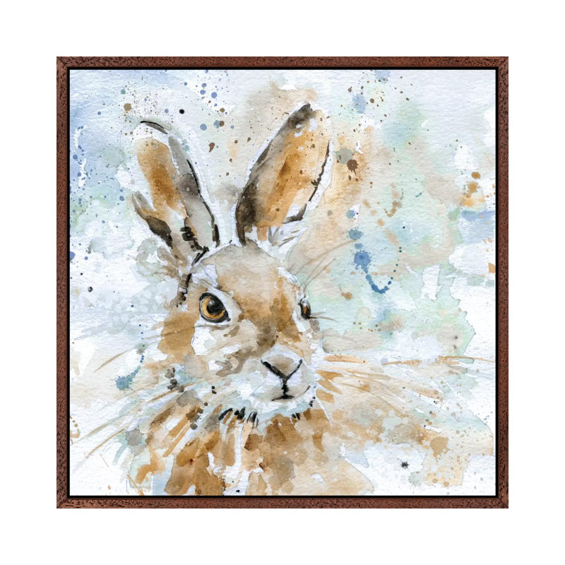 Hare - Painting on Canvas, Classic Brown Wood Framed Canvas, 45.72 cm H x 45.72 cm W