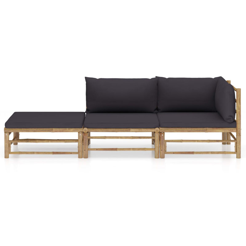 Ensemble modulaire de patio avec coussins Knudson, Gris foncé, Oui