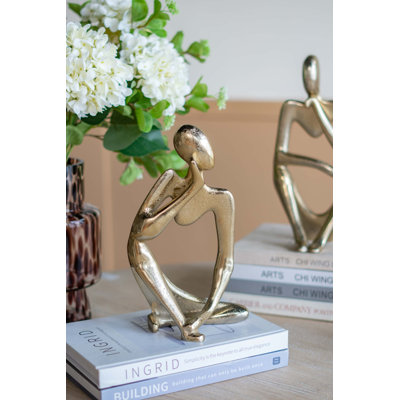 Figurine humaine abstraite en aluminium, or