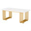 Bureau de direction moderne de 70,9 po, grand bureau d'ordinateur blanc avec pieds en métal doré, bureau en bois pour bureau à domicile, bureau d'écriture, bureau ou table de réunion pour 6 à 8 personnes