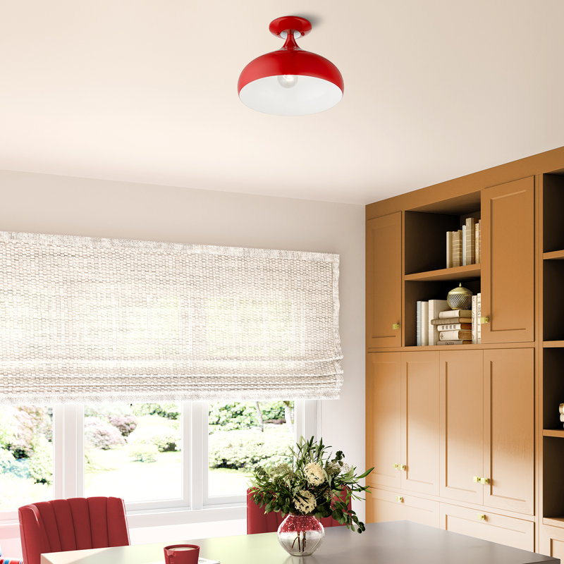 Plafonnier semi-encastré 1 lumière 11,75 po Fiddletown, Rouge luisant