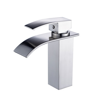 Robinet de salle de bain moderne en nickel brossé à finition cascade pour lavabo Quiet