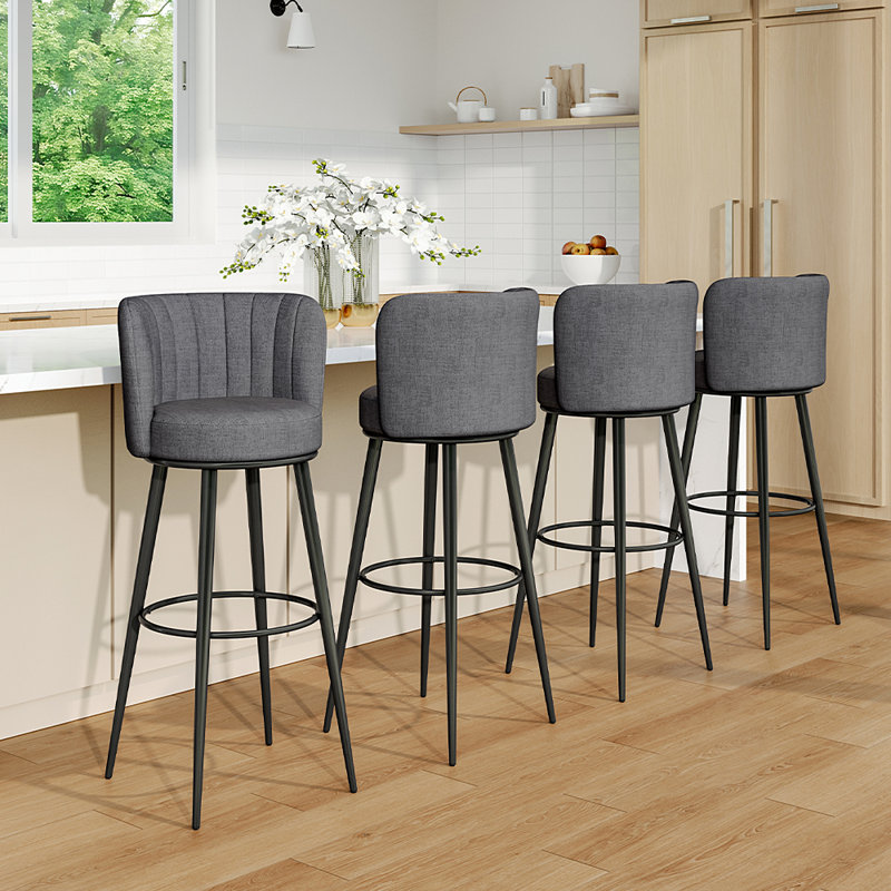 Nobleton Upholstered Counter Stool with Metal Frame, Grey