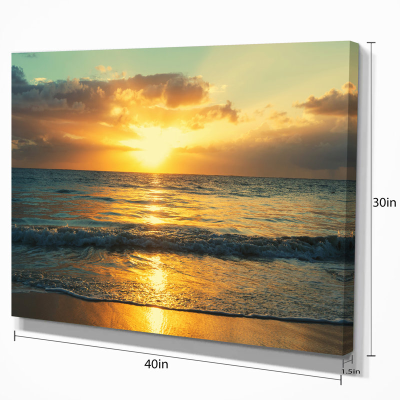 «Exotic Water and Sky Sunset», reproduction de photo sur toile tendue, H 16 po x l 32 po x P 1 po