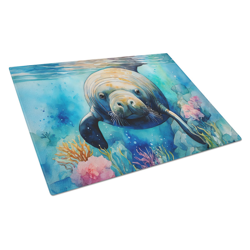 Manatee Glass Cutting Board Large