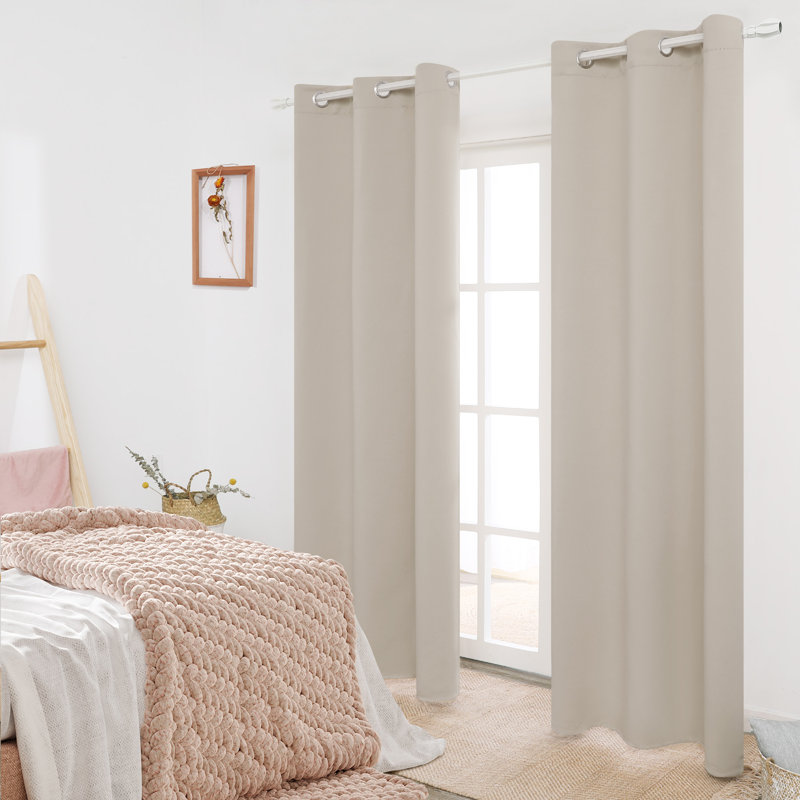 Lompoc Room Darkening Grommet Curtain Panels, 42" W x 95" L, Light Beige
