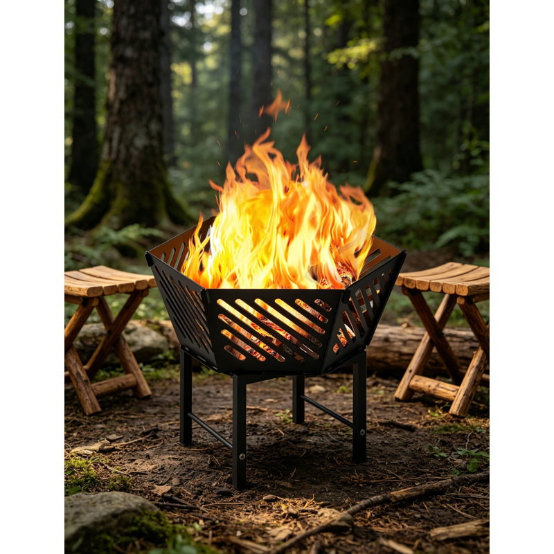 22.5in Portable Hexagon Smokeless Fire Pit with Bag