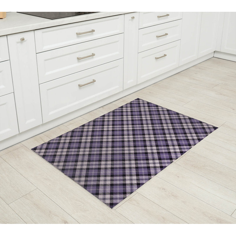 Tapis de cuisine à carreaux Anthony, Mauve, Rectangulaire 2 pi x 3 pi