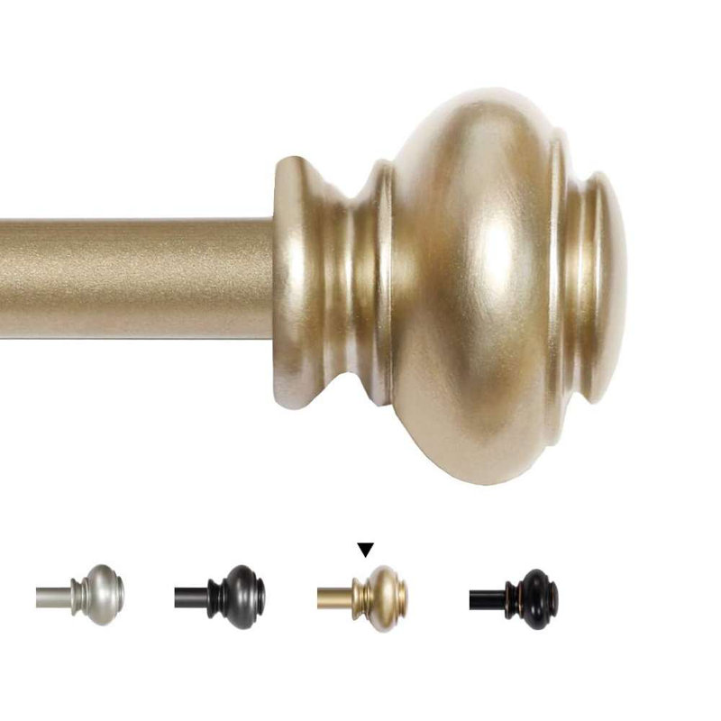 Ensemble de tringle à rideaux simple réglable en fer 3/4 po de diamètre, Doré, 66" – 120"