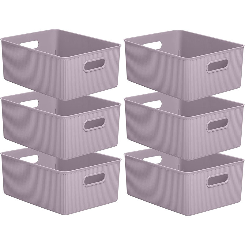 Ensemble de boîtes en plastique nervuré, 6, Lilac