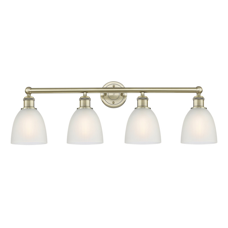 Éclairage pour meuble-lavabo 4 lumières 33 pouces Philomene, Blanc, Laiton antique