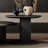 Round Nesting Coffee Table with Matching Round Side Table, Marble Texture Laminated Tabletop Dark Wood Veneer Base for Contemporary Living Room Home Decor-641290578