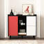 Buffet noir et rouge avec 2 tiroirs ouverts-819358026