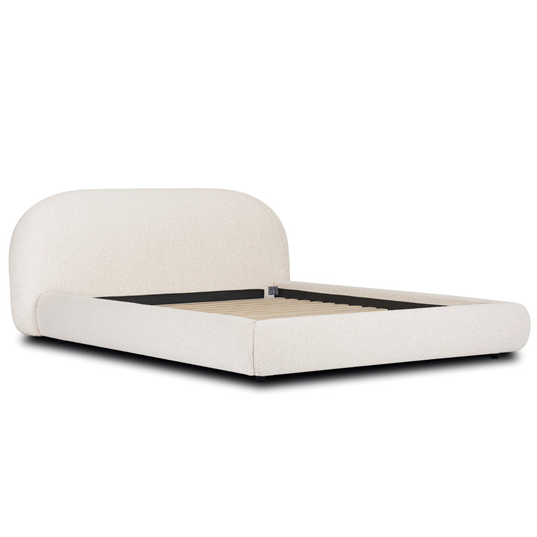 Danbury White Boucle Queen Upholstered Storage Panel Bed