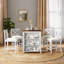 Ensemble de table de salle à manger 5 pièces à hauteur de comptoir avec 4 chaises, style rustique rustique, en bois massif blanc éclatant, table rectangulaire avec 3 tablettes de rangement