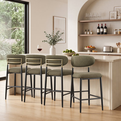 Upholstered Bar Stool with Iron Frame