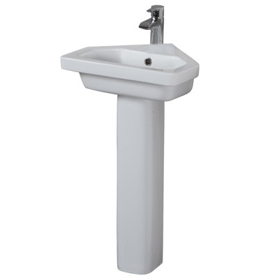 Resort Corner Vitreous China 17-3/4" Pedestal Bathroom Sink with Overflow