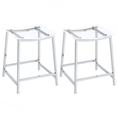 Chrome Backless Stool (Set Of 2)