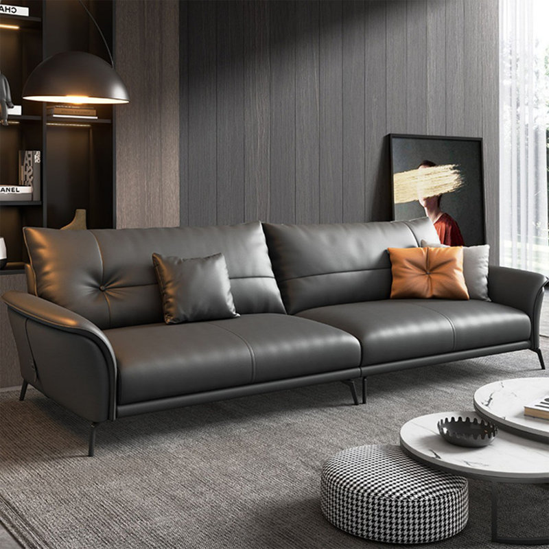 Coussin modulaire en cuir véritable gris foncé, Gris foncé