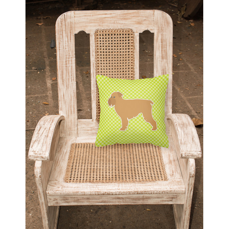 Coussin intérieur/extérieur griffon bruxellois bruxelles, H 18 po x l 18 po x P 3 po, Vert