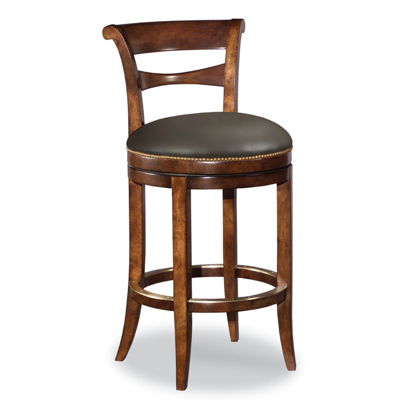 Tabouret de bar et de comptoir Muirfield, Cuir cacao / cadre bordeaux, Tabouret de comptoir (siège d'une hauteur de 24,5