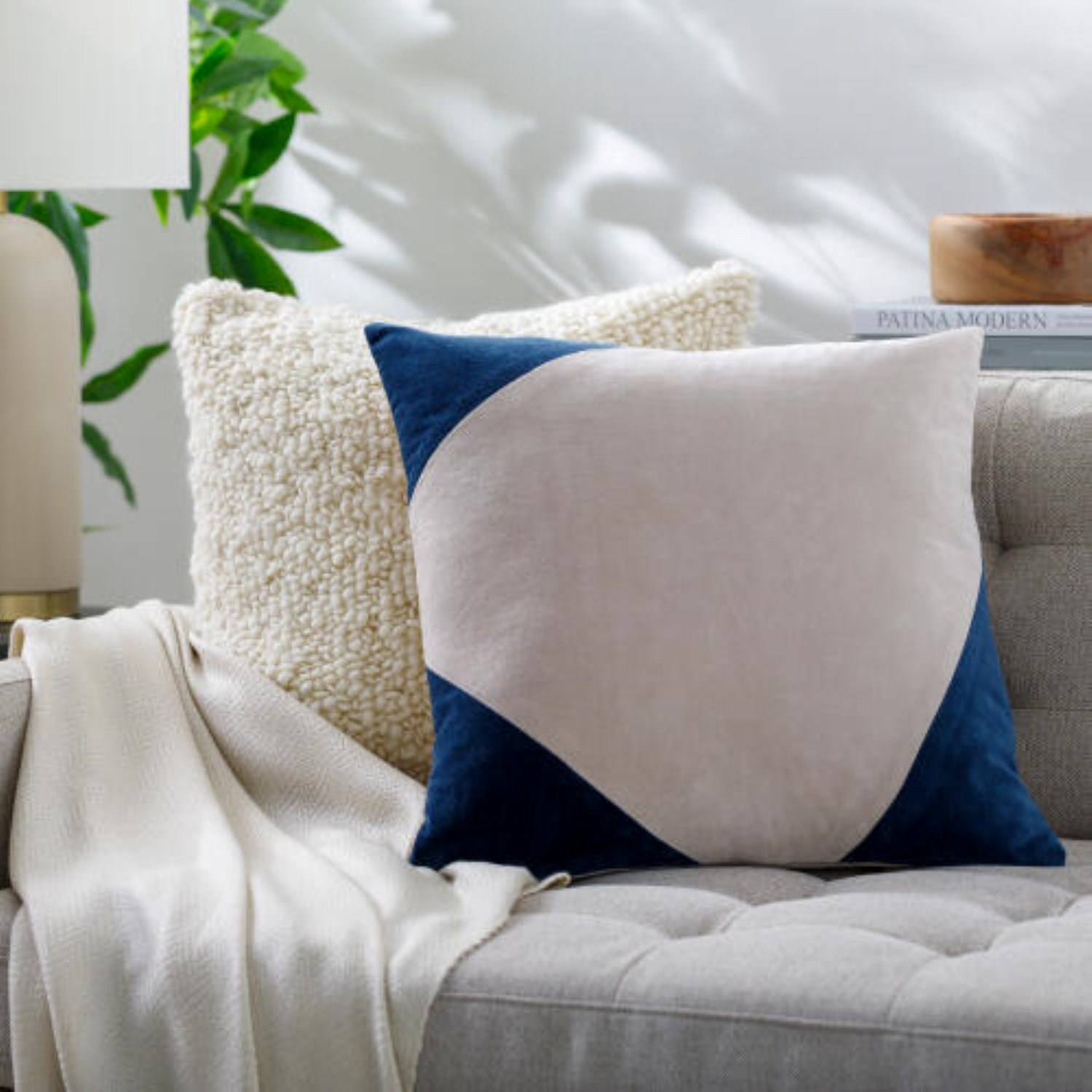Denny Cotton Pillow Cover, 18" x 18", Pillow Cover Only - No Insert, Blue