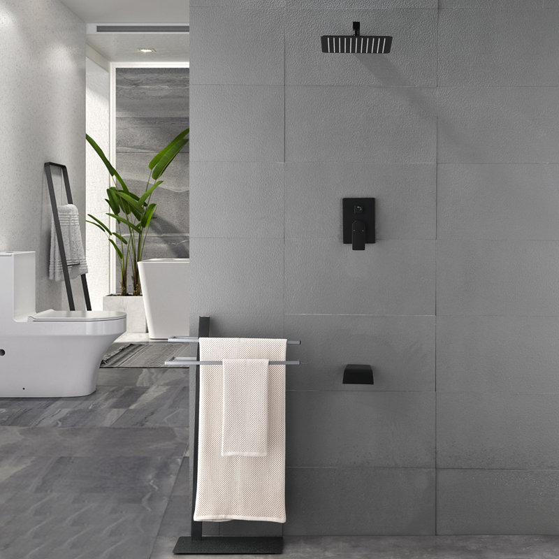 Pressure-Balanced (Temperature Control Only) Complete Shower System, Matte Black