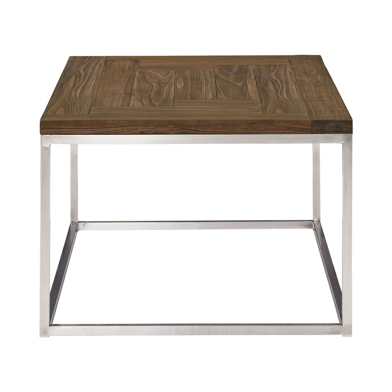 Table de bout rectangulaire en acier inoxydable Mokshit, Chêne