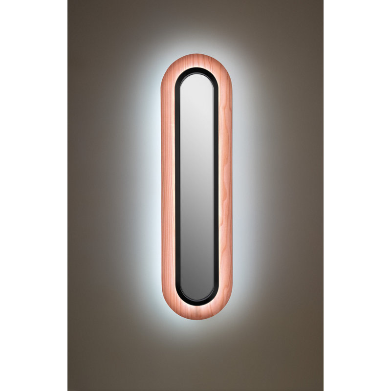 Lens 1 - Light LED Flush Mounted Sconce, Pale Rose, 30.7" H x 8.7" W x 1.8" D, Matte Black
