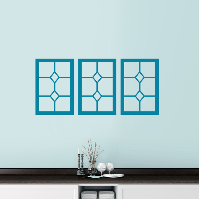 Décalcomanie murale panneaux de fenêtre diamond Appleby, Bleu sarcelle