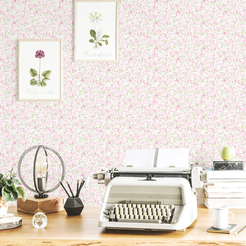Dateland 10m x 53cm Matte Wallpaper Roll, Pink/Green