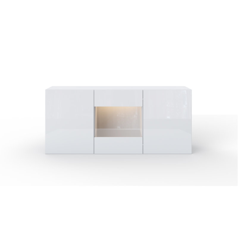 160cm Sideboard, White/White Gloss