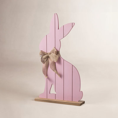 Wooden Pink Bunny Porch Decor
